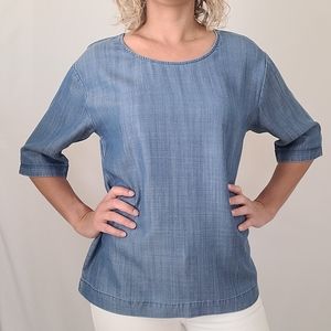 Chambray 3/4 Sleeve Top